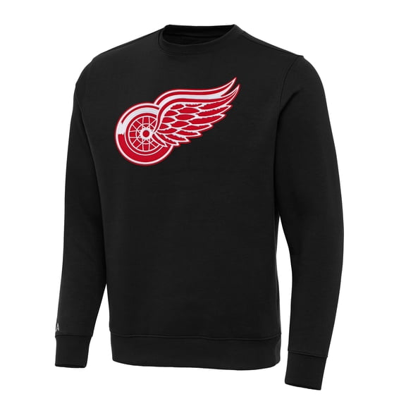 Men's Antigua Black Detroit Red Wings Big & Tall Victory Crewneck Pullover Sweatshirt