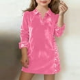 thumbnail image 2 of Levmjia Girls Dress 5 - 14 Years Velvet to Tween Girls Polka Dot Sequin Spliced Turn - down Collar Long Sleeve Button Front Party Casual Dress, 2 of 6