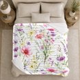 thumbnail image 5 of Pastel Cosmos and Purple Meadow Flowers, Serene Watercolor Garden Motif for Flower Lovers, Thank You Gift, Cozy Flannel Blanket for Sunroom and Reading Nook, Floral Home Decor, 5 of 9