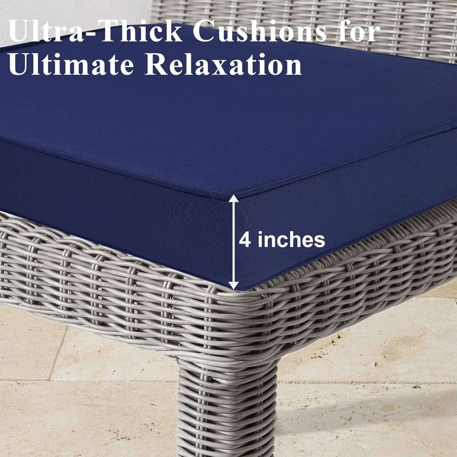 Outdoor Chair Cushions 22x22x4 Inch, Waterproof Spice Patio Furniture Cushions Set of 2 with Ties & Handle, 3 Year Color Fastness Square Replacement Seat Cushions for Sofa, Couch
