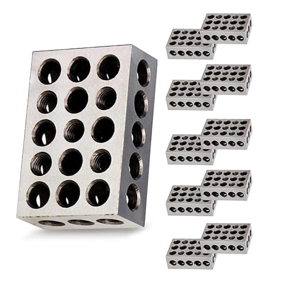 123 Block Set Machinist Fabrication Tools - 5 Matched Pairs Steel Precision Gage Blocks with Threaded and Untapped Holes for Milling