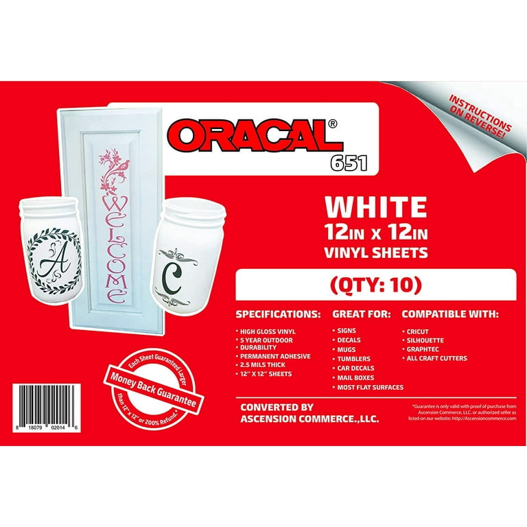 Oracal 651 Permanent Vinyl Decals Lettering Graphics Self-Adhesive