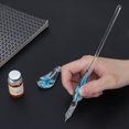 thumbnail image 4 of Glass Dip Pen, Glass Signature Pen Calligraphy Pen Set, Handmade Crystal Calligraphy Pen with Transparent Flower Holder for Writing Drawing Decoration (Azul claro), 4 of 5