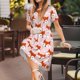 thumbnail image 3 of Balery cute fox pink Vestidos sueltos de manga corta para mujer, vestidos de verano 2025, vestidos casuales de corte A con vuelo., 3 of 6