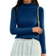 thumbnail image 2 of Women's Soft Turtleneck Knit Sweater Base Layer Top for Fall and Winter Wear, Perfect for Holiday Season and Daily Comfort, Warm and Elegant,Royal Blue,M, 2 of 5