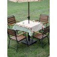 thumbnail image 4 of Outdoor Tablecloth with Umbrella Hole for Patio/Picnic/Party/Camping, Spring Tulip Waterproof Table Cloth Square Cover Washable, Botanical Budding Flowers Green Lattice (54"x 54"), 4 of 8