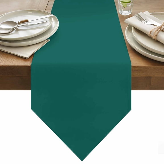 Aventurine Table Runner 120 Inches Long Emerald Green Solid Color Table Runners for Dining Room Tabletop Dresser Scarf Home Party Banquet Wedding Holiday Decoration