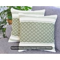 thumbnail image 2 of Cotton Woven Designer Throw Pillow Cover, Olive Green & Off White, 18 x 18 inches | Square Cushion Covers with Geometric Design Set of 2, 2 of 5