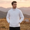 thumbnail image 3 of QPNGRP Mens Puffer Jacket Lightweight Water Resistant Windproof Insulated Winter Puffy Coat White M, 3 of 9
