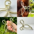 thumbnail image 3 of Large Hair Claw Clips for Women Girls Handmade Sparkling Bling Pearl Metal Golden Strong Holding Hair Clip for Thin or Thick Hair, 3 of 4