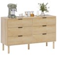 thumbnail image 1 of HOMCOM Chest of Drawers, 6 Drawer Dresser with Fluted Panels, Oak, 1 of 10