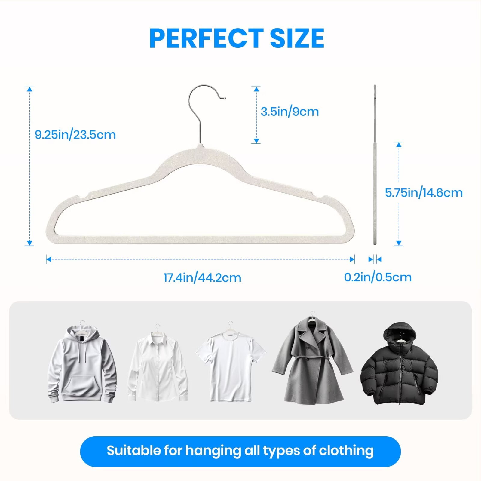 Simple Deluxe 50 Pack Velvet Hangers, Non-Slip Clothes Hangers with Shoulder Notches, 360° Swivel Hooks, Heavy Duty Coat Suit Hangers for Closet Space Saving, White