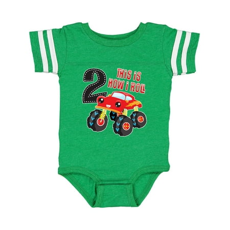 

Inktastic Monster Truck How I Roll 2nd Birthday Gift Baby Boy Bodysuit
