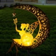thumbnail image 3 of Estatuas de Lámpara de Jardín Solar para Decoración Al Aire Libre, Estaca de Luz de Estatuilla de Luna de Hadas, Adorno de Inauguración de la Casa para Patio, Césped, Patio, 3 of 5
