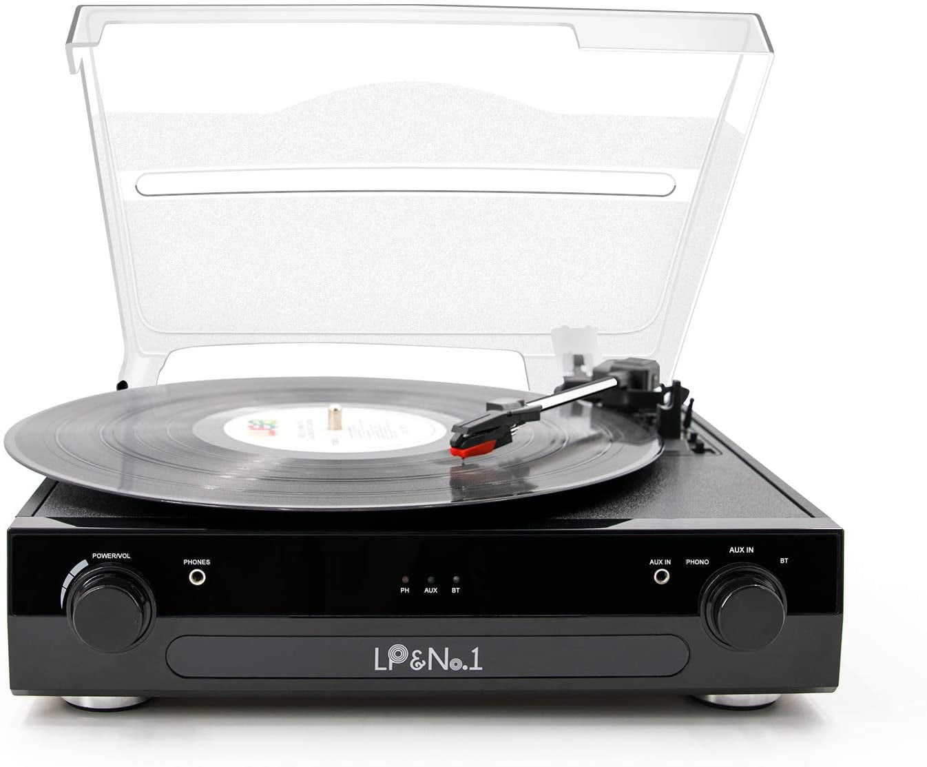 LP&No.1 All-in-One Bluetooth Record Player with Built-in Speakers, 3-Speed  Turntable,Supporting Vinyl to MP3