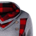 thumbnail image 4 of Haut Blouse Chandail en Molleton Patchwork à Carreaux avec Col Rabattu et Boutons pour Femmes, 4 of 7