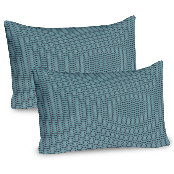 Ambesonne Abstract Pillow Sham 2 Pack, Linear Leaf Shaped Art, 26"x20", Dark Purple Turquoise