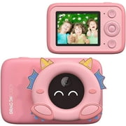 Dragon Touch Kids Camera, AI Recognition, 1080P HD Shockproof, W/ 2.4” IPS Screen, 16G RAM, Best Gifts for Boys and Girls 6-10 Year (Pink)