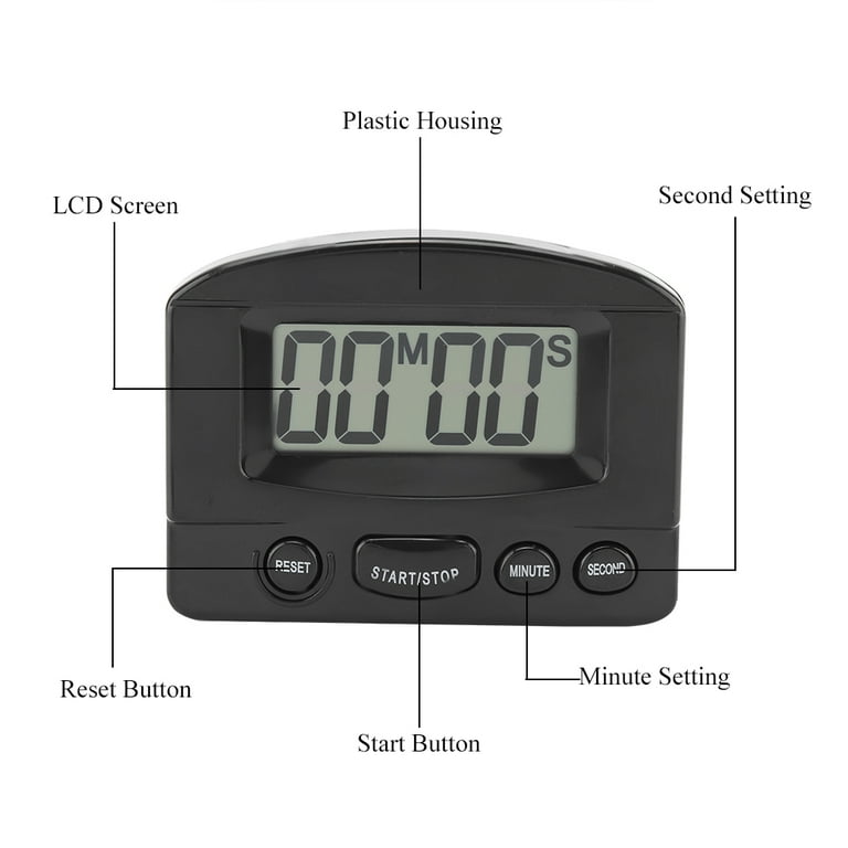 1pc Large Digital Timer With Magnetic Back, Big Lcd Display, Ring