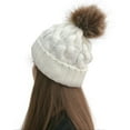 thumbnail image 2 of Dyfzdhu Women Casual Solid Stitching Outdoor Plush Ball Hats Crochet Knit Beanie Cap White, 2 of 4