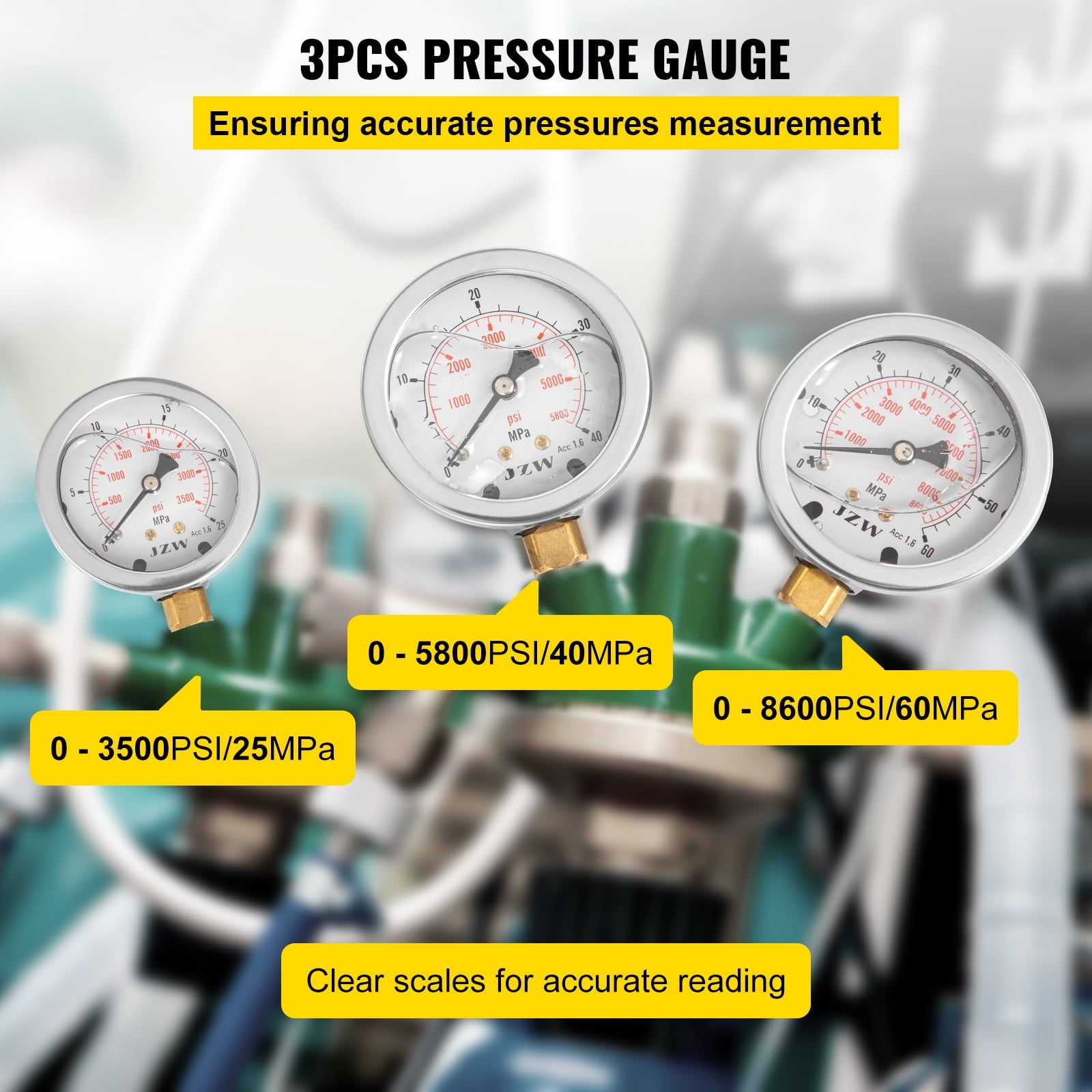 Details about   Pressure Gauge Portable Hydraulic Pressure Test Kit Hydraulic Equipment Tester 