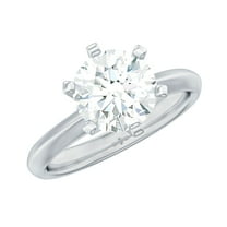 Rosec Jewels Lab Created Diamond Solitaire Ring 7 mm - Circle Engagement Ring 1 Carat - EF-VS Grade, 10K White Gold, US 9.00