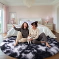 thumbnail image 3 of SARAG Soft Fluffy Round Area Rugs for Bedroom Kids Room Plush Shaggy Nursery Rug Furry Throw Carpets for Boys Girls, College Dorm, 6x6ft Tie-dye Black and White, 3 of 8