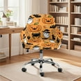 thumbnail image 2 of ZIATUBLES Pumpkin Ghost Spider Print Polyester Curved Back Dining Chair Covers Stretchable Swivel Vanity Desk Chairs Slipcover with Arms Soft Leisure Armchair Protector Halloween Decor, 2 of 7