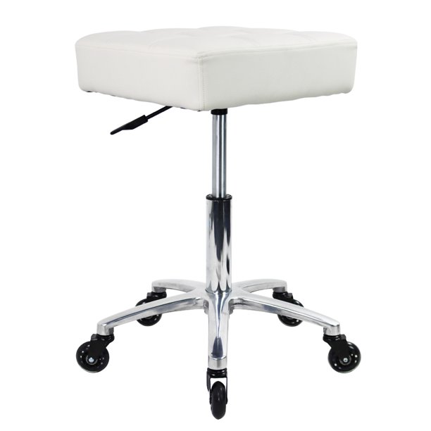 WKWKER Square Heavy Duty Rolling Stool with Wheels Hydraulic Swivel