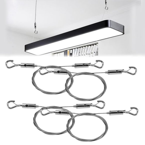 shiyou-4pcs Adjustable Picture Hanging Wires: 4.9Ft Mirror Frame Hanging Kit Stainless Steel Heavy Duty Wire Rope for Hanging Ceiling Light Billboards Paintings Warning Signs 176Lbs
