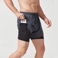 thumbnail image 1 of Pantalones cortos deportivos para hombre, para correr, maratón, atletismo, holgados, de tres puntos, de secado rápido, con forro, anti-running, de doble capa, para fitness, 1 of 6