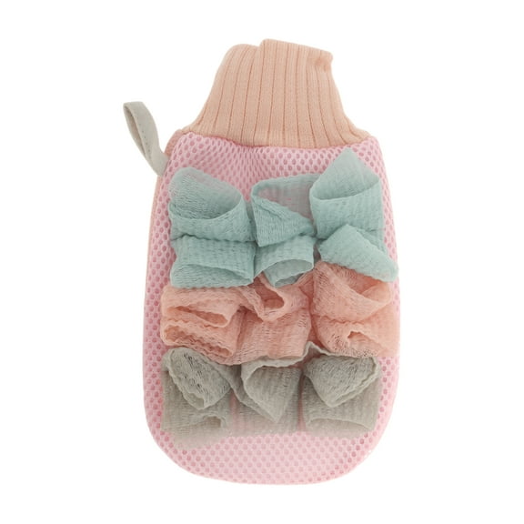 Unique Bargains 1 Pc Shower Gloves Exfoliating Glove for Bathroom 8.66"x5.12" Pink