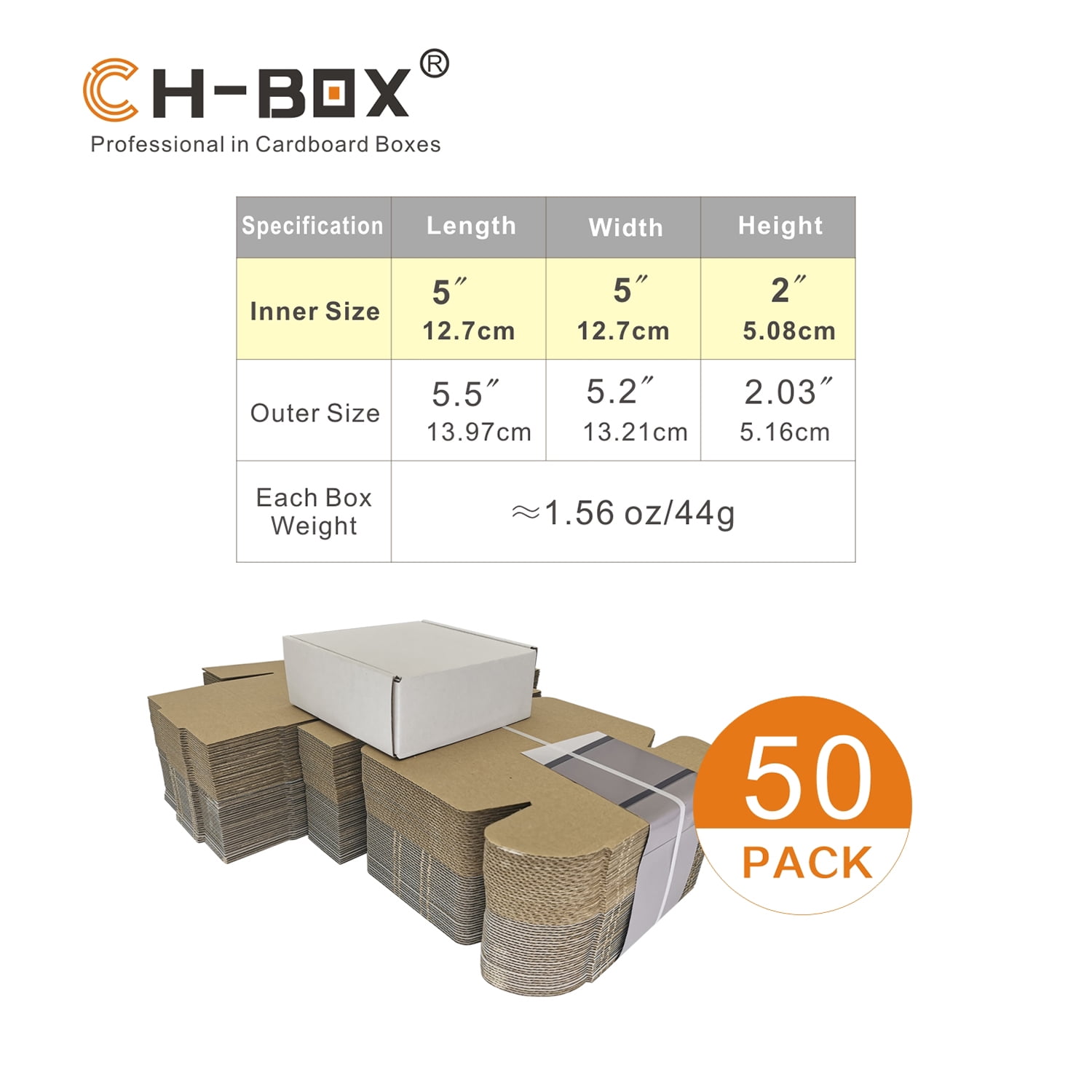 Pack of 50 Strong Corrugated Mailer 5x5x5 White Square Folding Mailing  Boxes