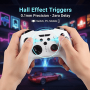 Wireless Pro Controller Compatible with Switch/OLED/Lite/PC/IOS/Android,Dual Vibration Programmable Turbo 6-axis Gyro Function,White