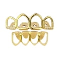 thumbnail image 2 of Copper Open Face Caps Grills 4 Fang Grill Set Costume Jewelry - Gold, 2 of 6