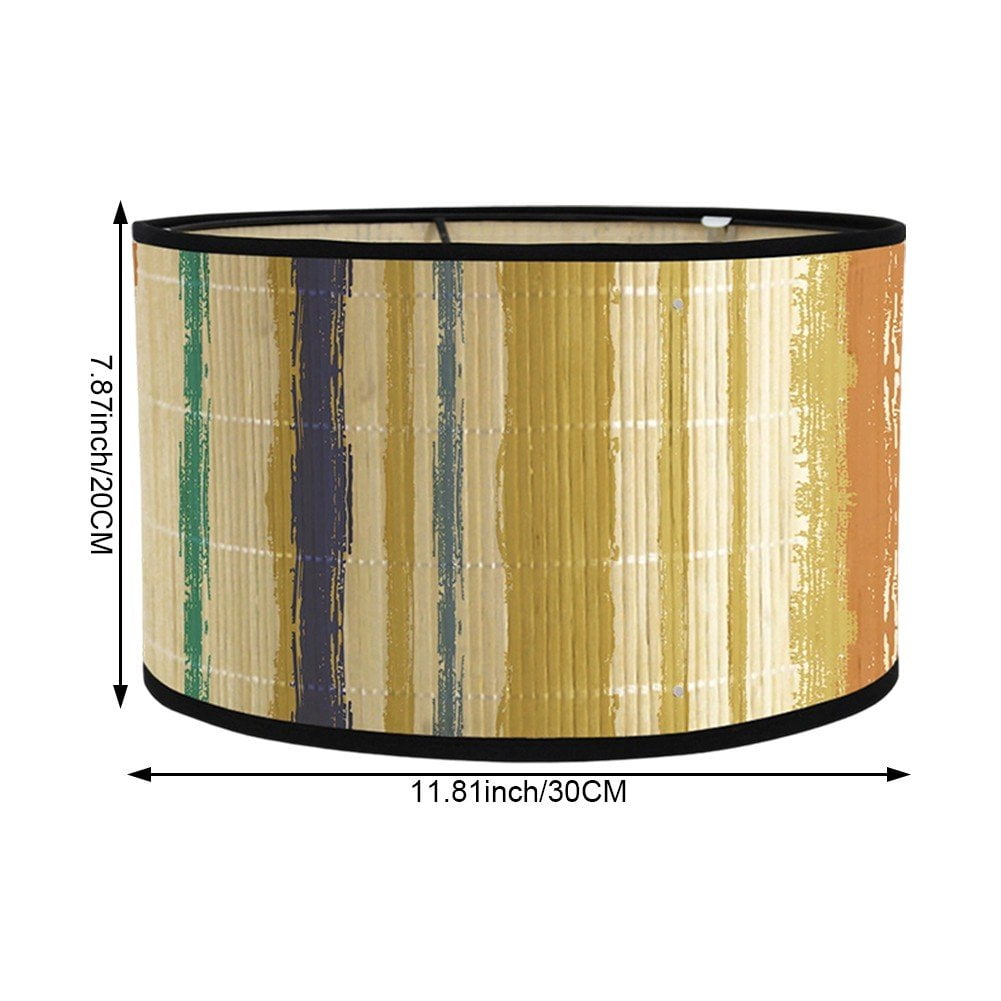 Drum Lamp Shade, E27 Vintage Lampshade Stripe Pattern Chandelier Lamp Cover Replaceable Light Accessories for Pendant Floor Light