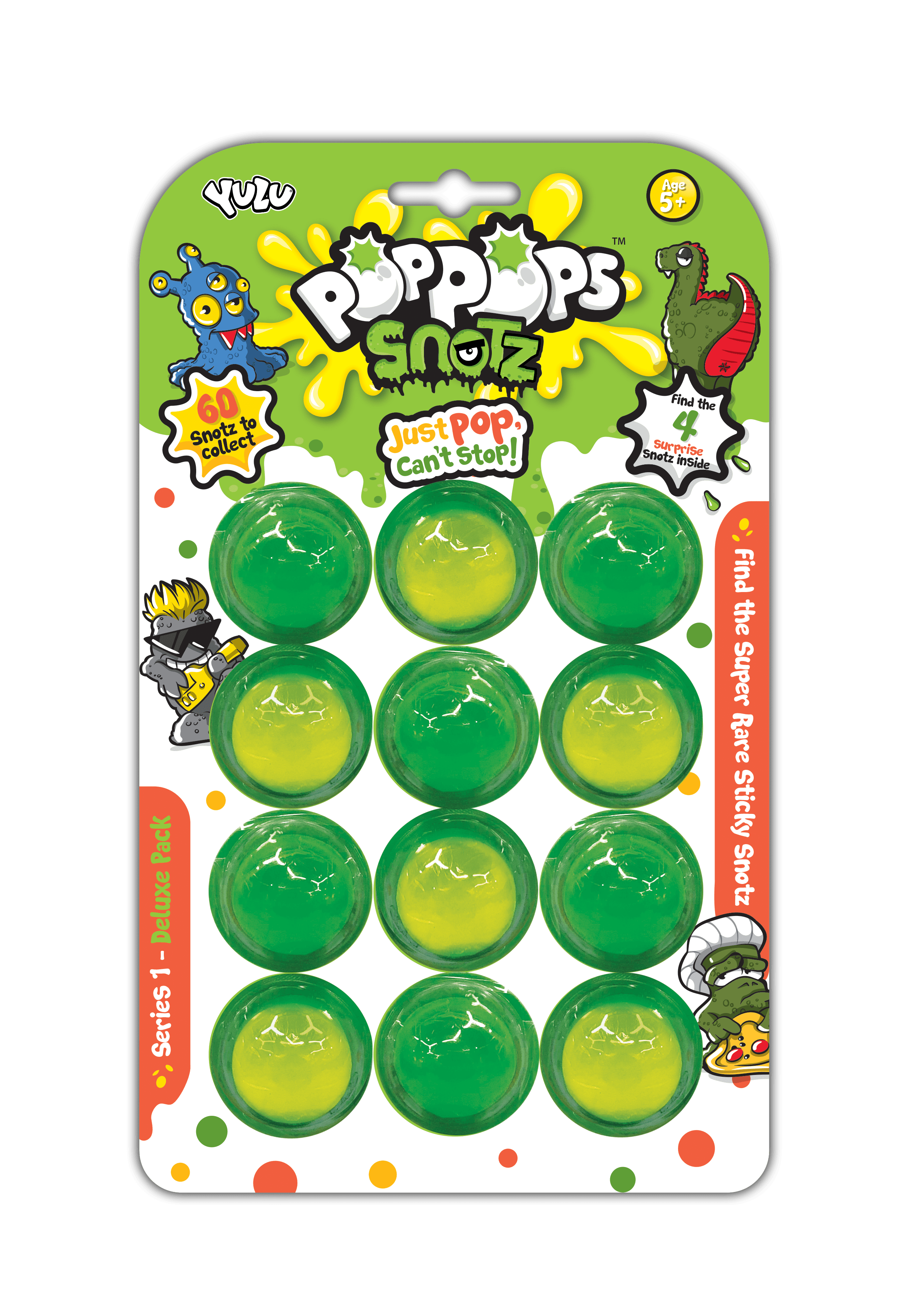 New 8 PopPops Snotz Series 1 Deluxe Pack Case 12 Snot Pop Bubbles Figures Slime 