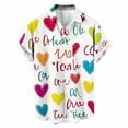 thumbnail image 3 of Yievot Valentines Day Dress Shirt Men Stylish Casual Lapel Short Sleeve Heart Graphic Button Down Shirts Mens Vacation Top, 3 of 5