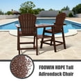 thumbnail image 4 of Tall Adirondack Chairs Set of 2，HDPE Outdoor Adirondack Barstools with Double Connecting Tray Patio Stools Weather Resistant for Outdoor Deck Lawn Pool Backyard, Brown, 4 of 8