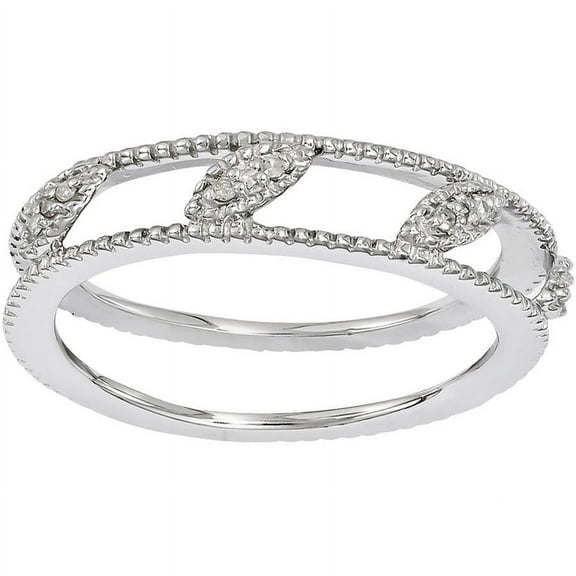 Diamond Sterling Silver Rhodium-Plated Jacket Ring