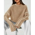 thumbnail image 3 of PRETTYGARDEN Women's Chunky Knit Sweaters Fall Long Sleeve Mock Neck Oversized Pullover Tops Winter Fashion Clothes, 3 of 8