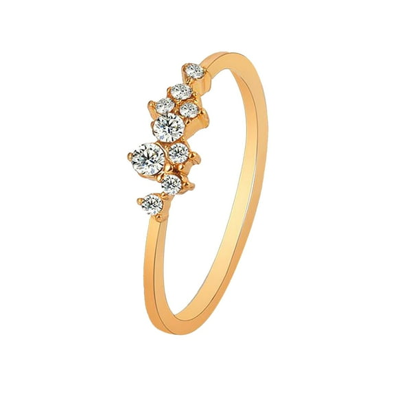Bague en Or Plaqué 18K avec Neuf Diamants pour Femmes