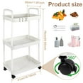 thumbnail image 3 of 3-Tier Rolling Storage Cart Small Utility Cart Organisation Cart with Lockable Wheels  Storage Rolling Trolley  Organiser Rack Cart for Kitchen Bathroom Living Room Bedroom Spaces, 3 of 8