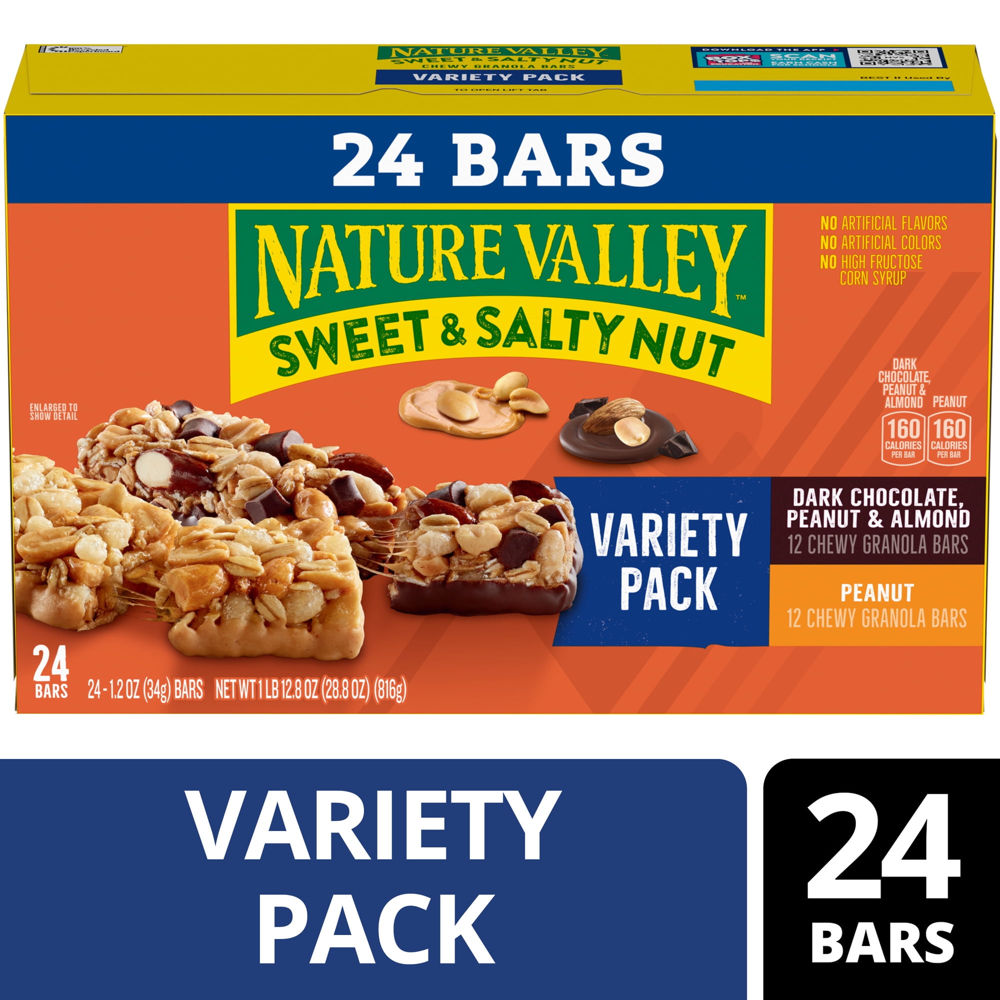 Nature Valley Sweet and Salty Nut Granola Bars, Variety Pack, 24 Bars, 28.8 oz