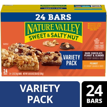 Nature Valley Sweet and Salty Nut Granola Bars, Variety Pack, 24 Bars, 28.8 oz