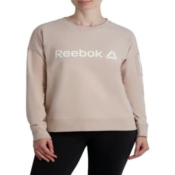Reebok Women's Level up Crewneck Sweatshirt with Woven Zippered Arm Pocket