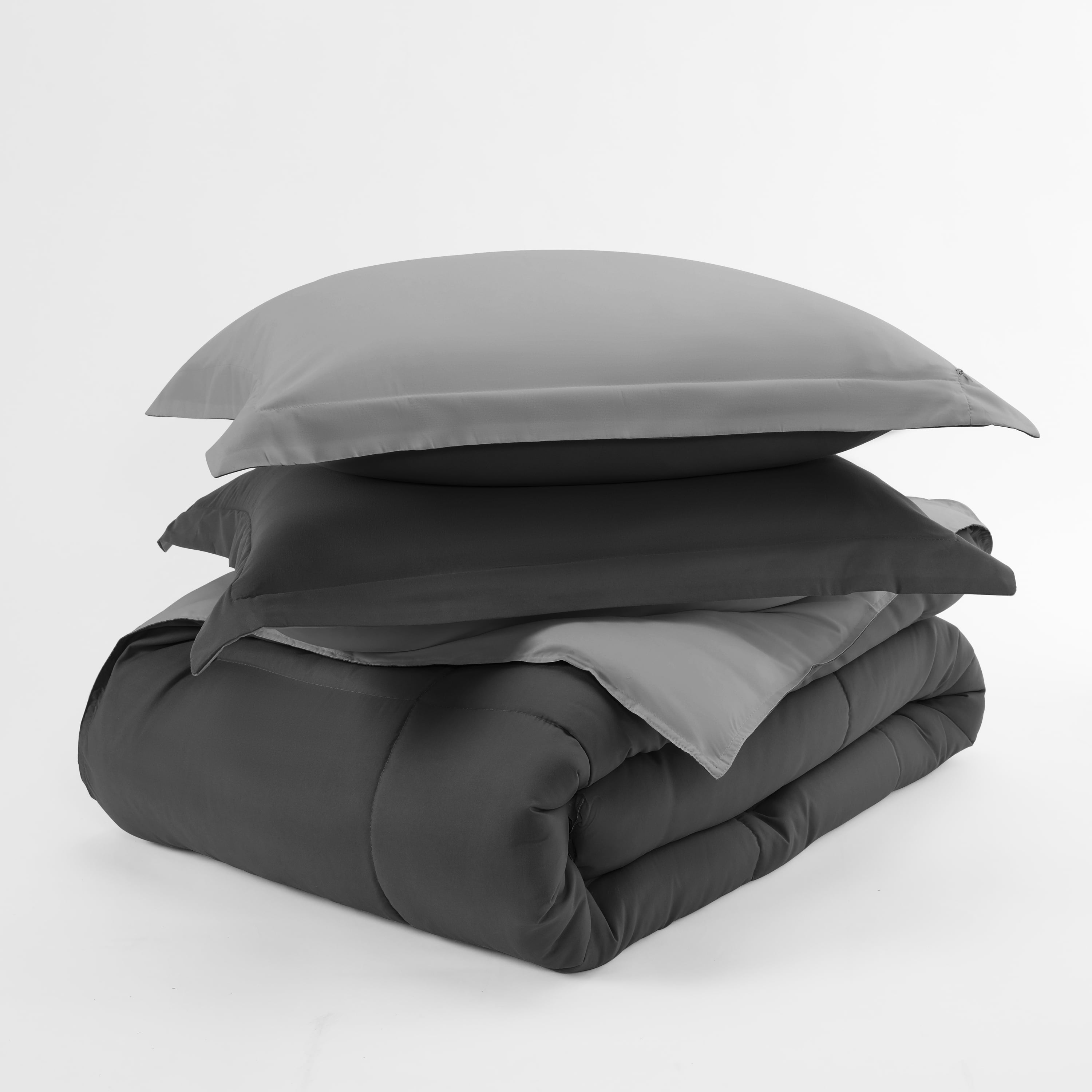 Noble Linens Soft 3-Piece Gray & Silver Reversible All Season Lightweight Down Alternative Comforter Set, King/Cal King