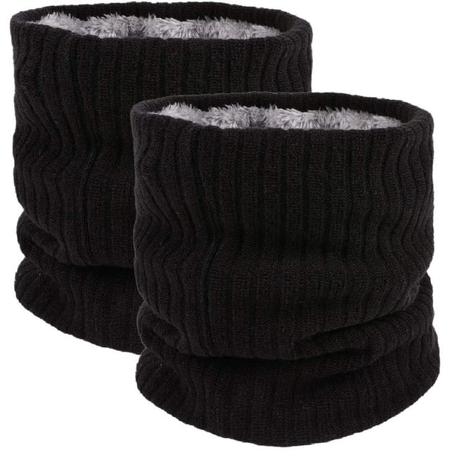 Neck Warmer Gaiter Tube Polar Fleece Ski Winter Face Cover Mask Cold Weather Face Scarf (2 Pack Black)