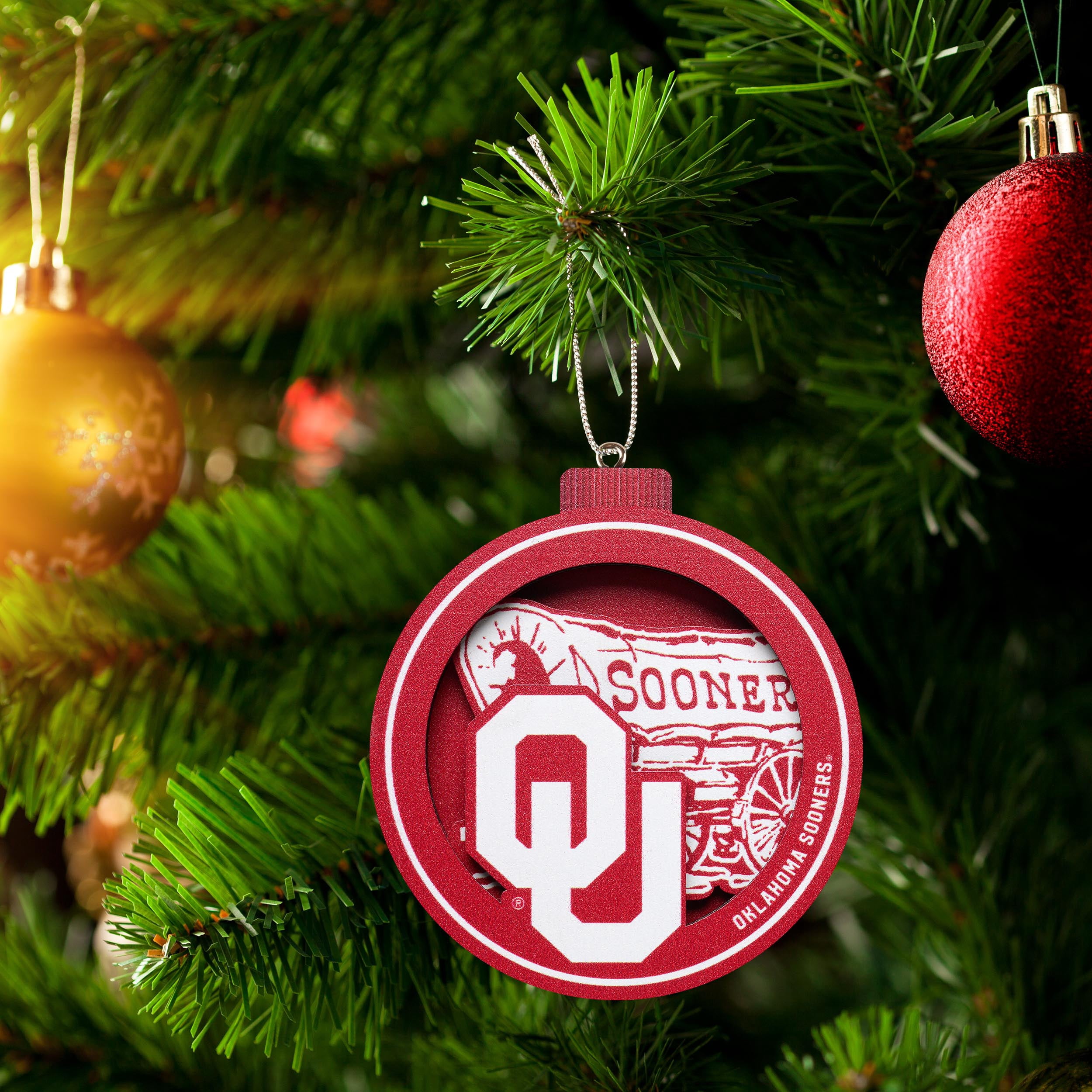 YouTheFan NCAA Oklahoma Sooners 3D Logo Series Ornament
