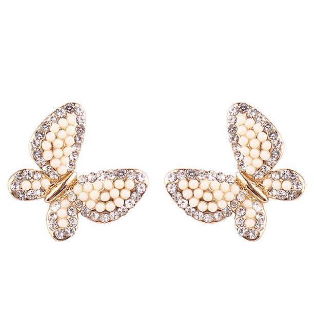 1 par de encantadores pendientes de mariposa con piedra de cristal para mujer, diseño exquisito, pendientes de fiesta a la moda, regalo de Navidad para niña
